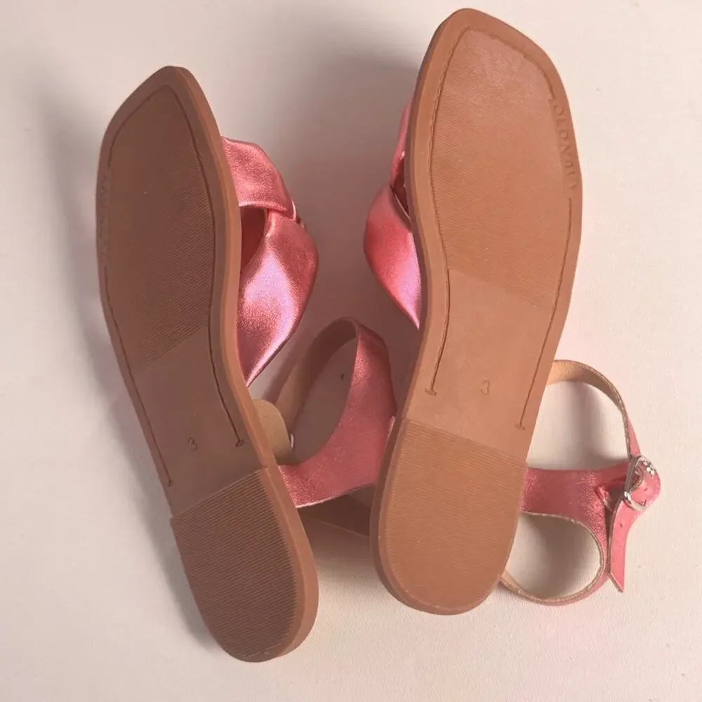 Old Navy Girl's Low Heel Knotted Detail Sandal Pink Metallic Sz 3Y NWT
